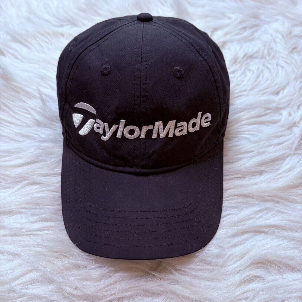 Taylormade‎ Hat Cap Black White Logo Strap Back Golf Adjustable Men’s OS Preppy